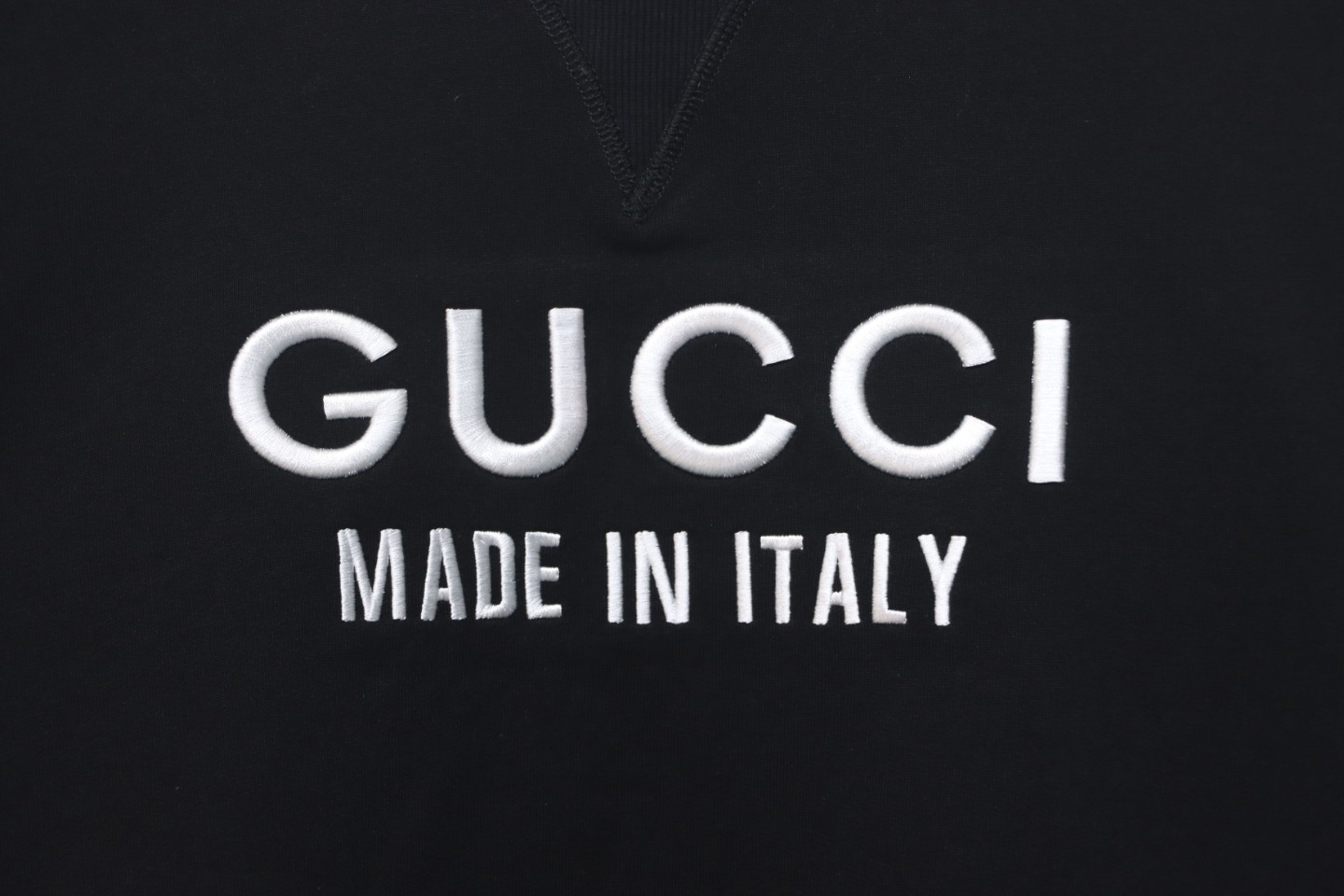 Gucci 24Fw Embroidered Letter Logo Patchwork Fake Two-Piece Sweatshirt Black
