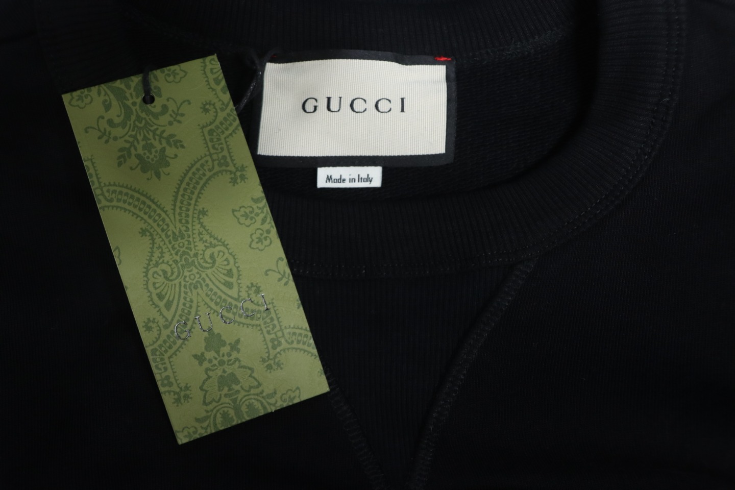 Gucci 24Fw Embroidered Letter Logo Patchwork Fake Two-Piece Sweatshirt Black