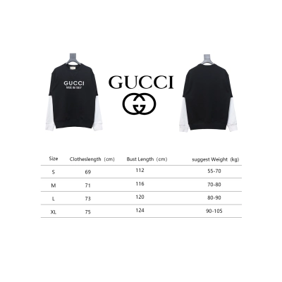 Gucci 24Fw Embroidered Letter Logo Patchwork Fake Two-Piece Sweatshirt Black 02