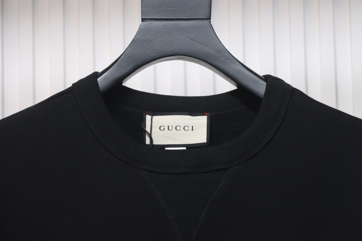 Gucci 24Fw Embroidered Letter Logo Patchwork Fake Two-Piece Sweatshirt Black