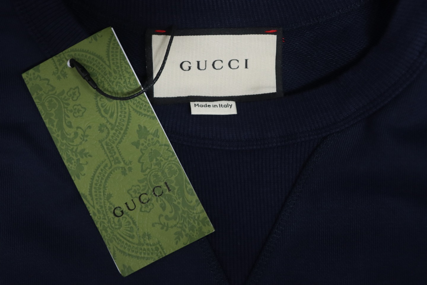 Gucci 24Fw Embroidered Letter Logo Patchwork Fake Two-Piece Sweatshirt Blue