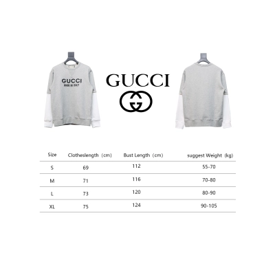 Gucci 24Fw Embroidered Letter Logo Patchwork Fake Two-Piece Sweatshirt Grey 02