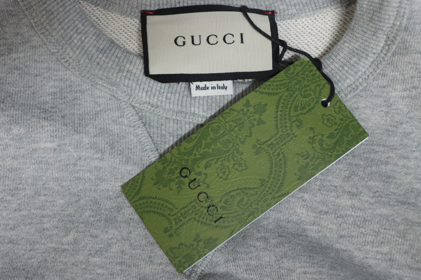Gucci 24Fw Embroidered Letter Logo Patchwork Fake Two-Piece Sweatshirt Grey