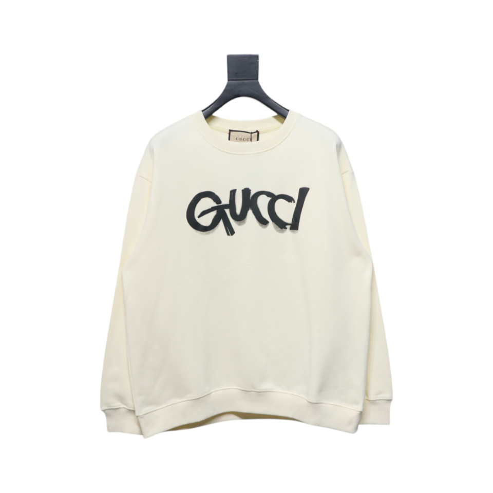 Gucci 24Fw Graffiti Letters Foam Print Round Neck Sweatshirt White