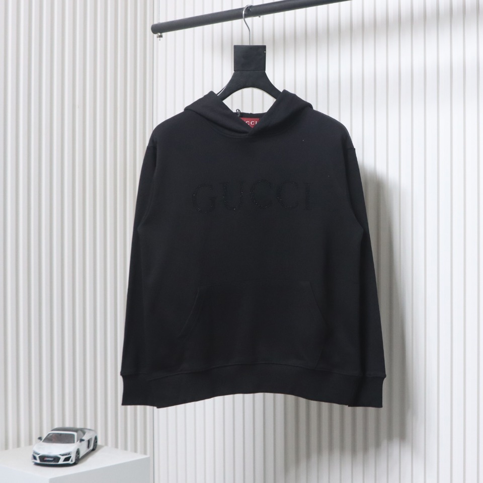Gucci 24Fw Hooded Sweatshirt With Rhinestones On The Chest