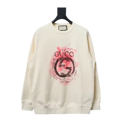 Gucci 24Fw Ink Splash Double G Crew Neck Sweatshirt Beige 01