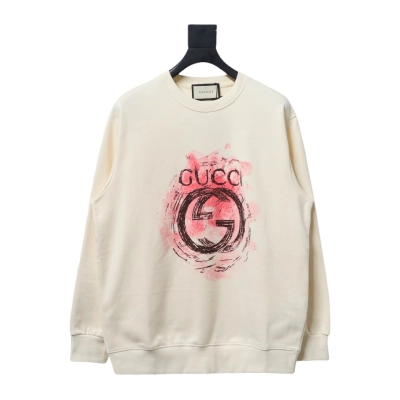 Gucci 24Fw Ink Splash Double G Crew Neck Sweatshirt Beige 01