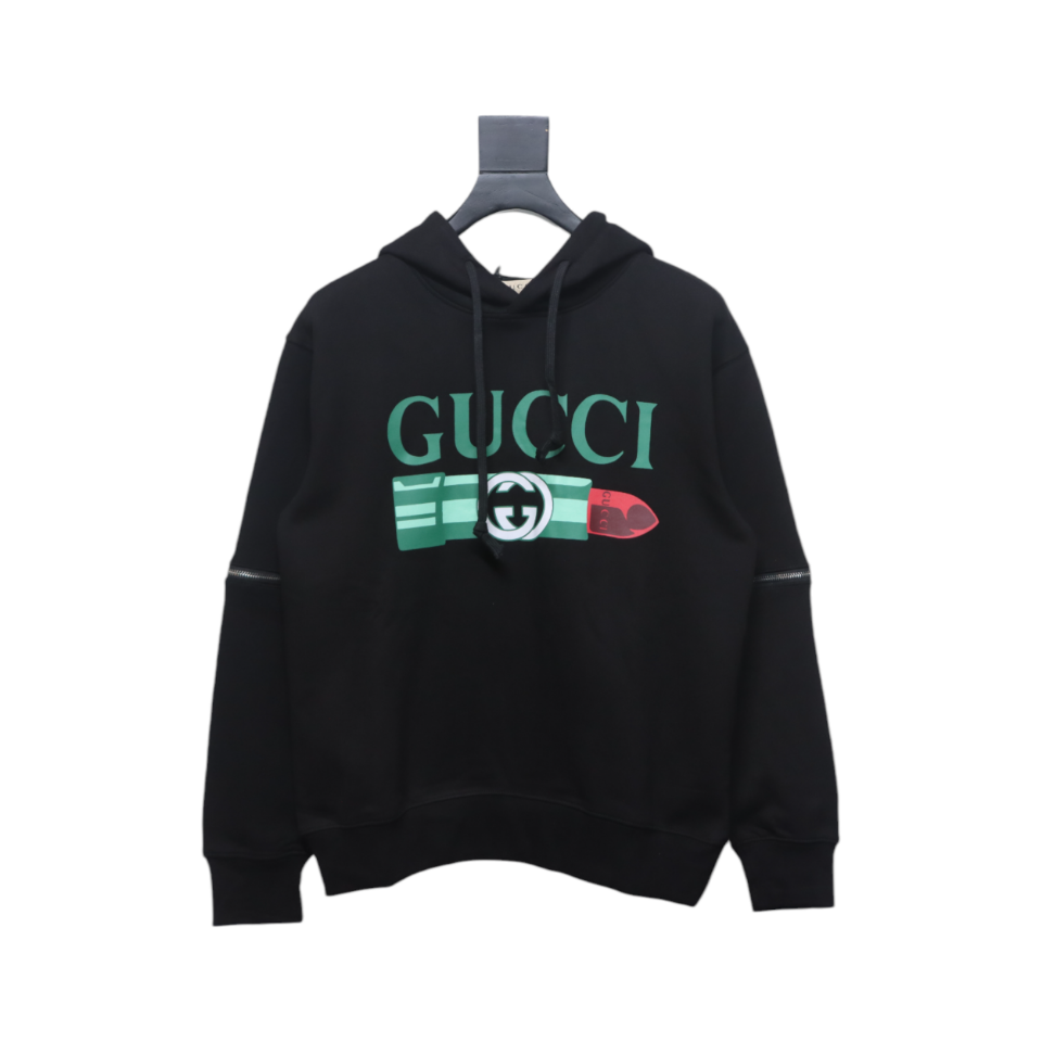 Gucci 24Fw Lipstick Print Sleeves Detachable Hooded Sweatshirt
