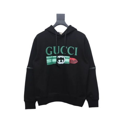 Gucci 24Fw Lipstick Print Sleeves Detachable Hooded Sweatshirt 01