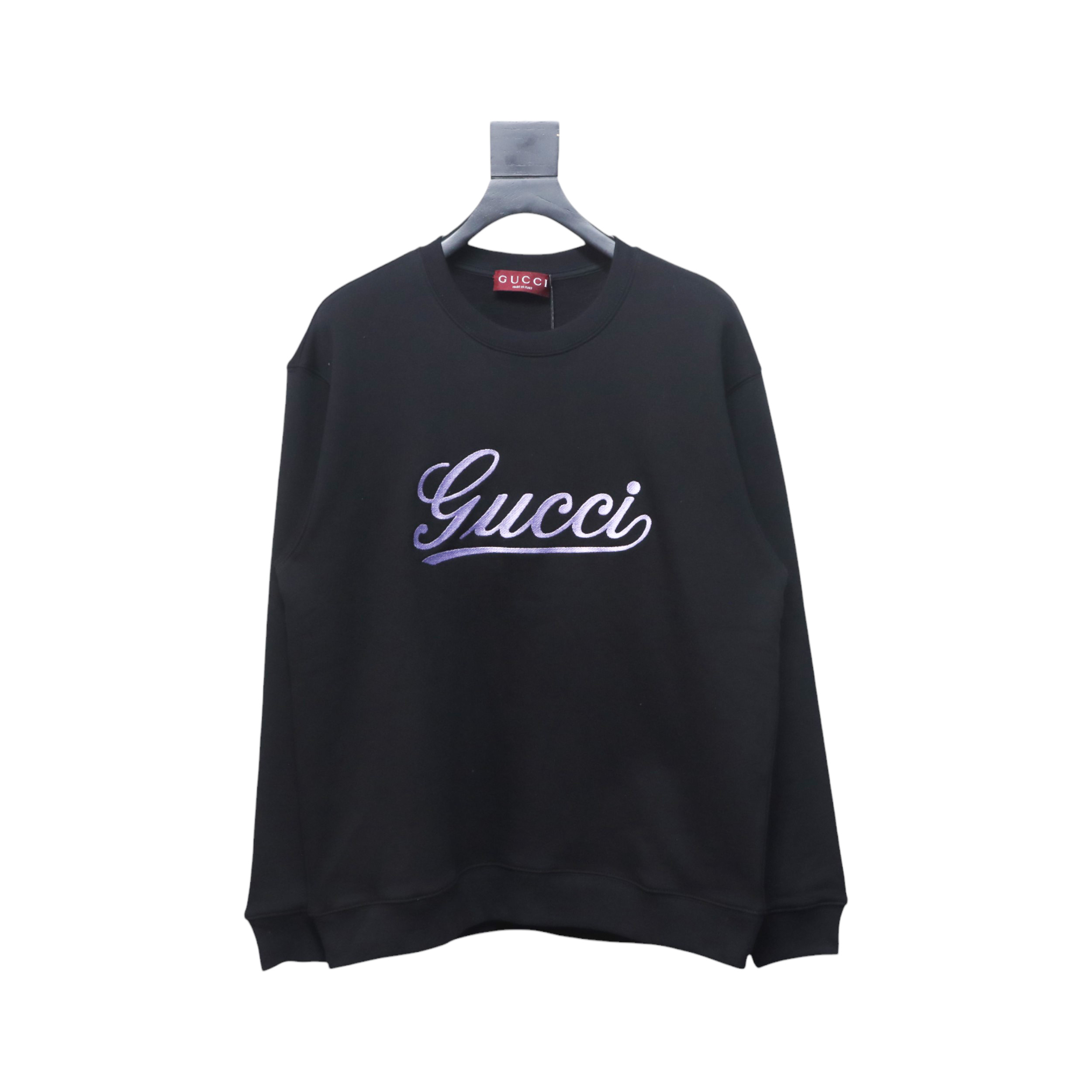 Gucci 24Fw Purple Cursive Letters Embroidery Crewneck Sweatshirt