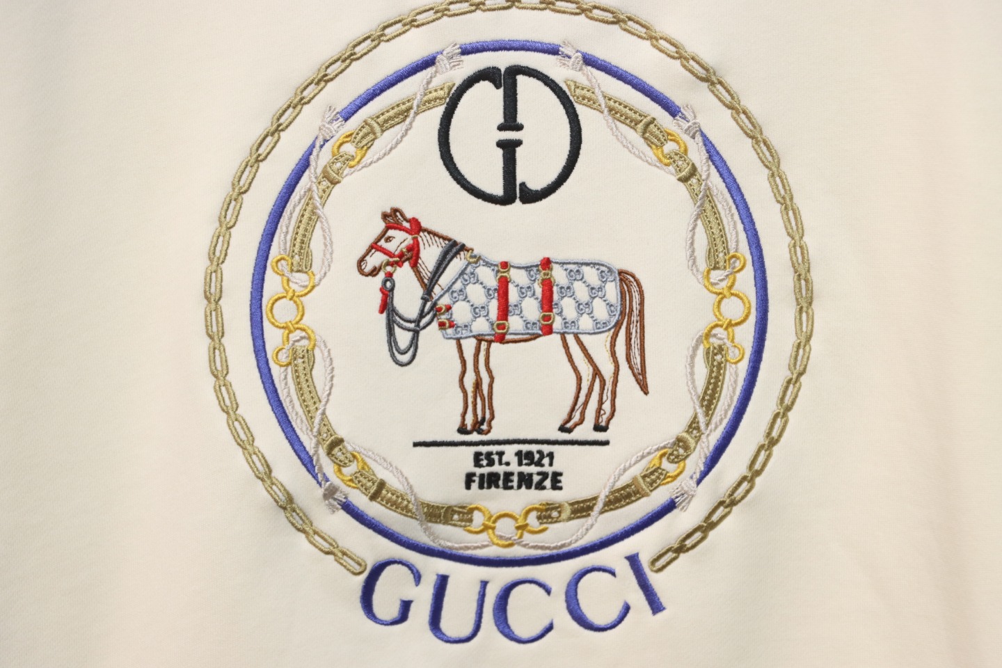 Gucci 24Fw Retro Equestrian Chain Embroidery Crewneck Sweatshirt
