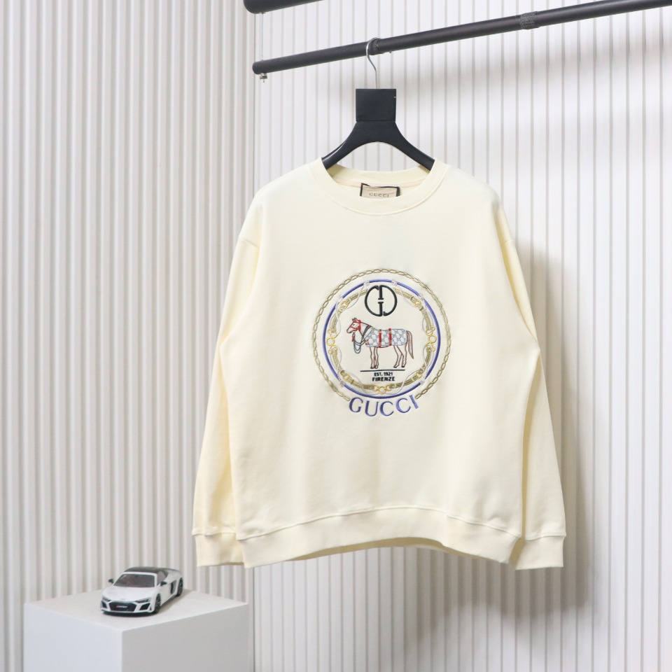 Gucci 24Fw Retro Equestrian Chain Embroidery Crewneck Sweatshirt
