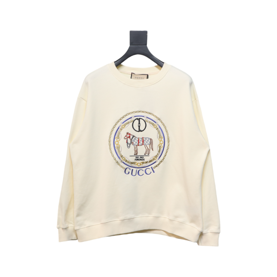 Gucci 24Fw Retro Equestrian Chain Embroidery Crewneck Sweatshirt
