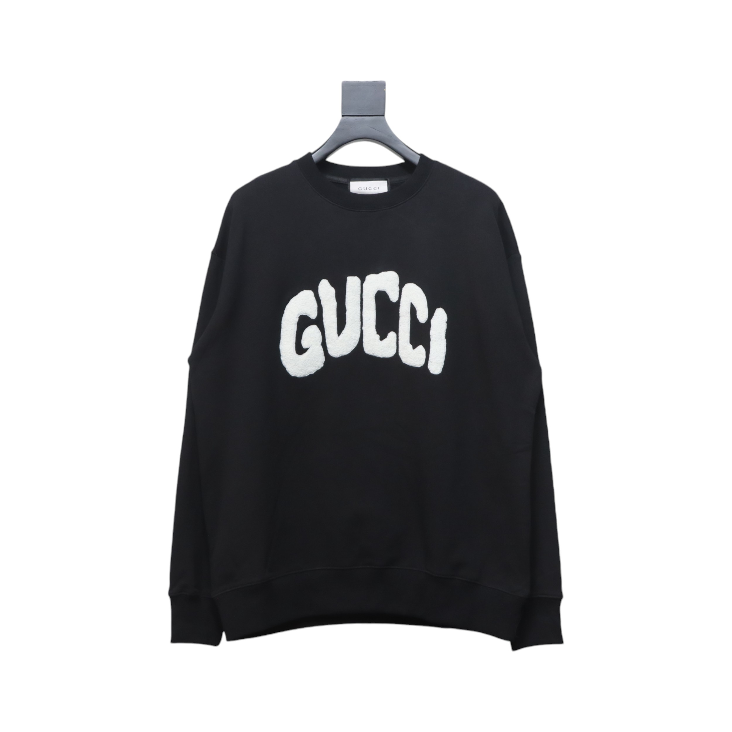 Gucci 24Fw Towel Embroidery Lettering Crew Neck Sweatshirt Black