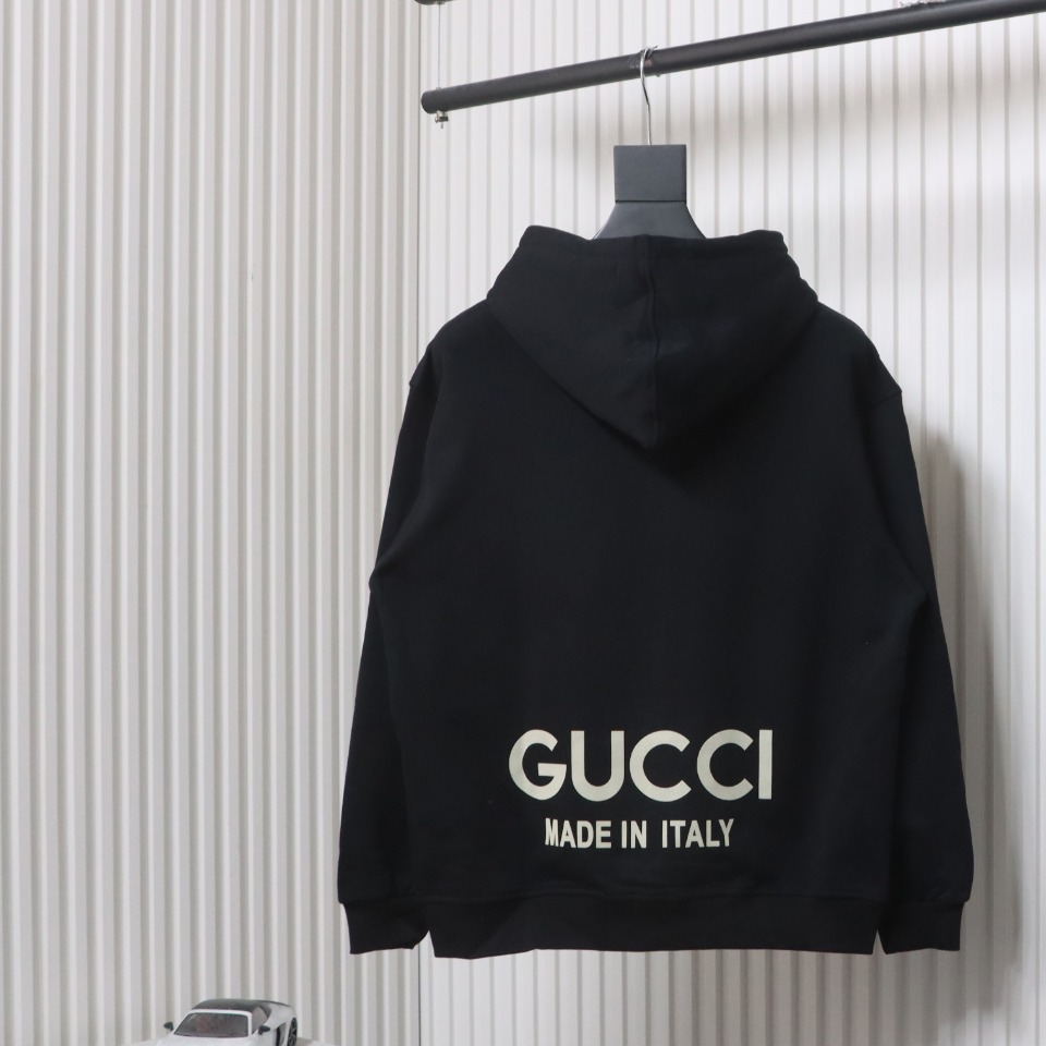 Gucci 24SS Hooded Sweatshirt With Lettering On The Back Black