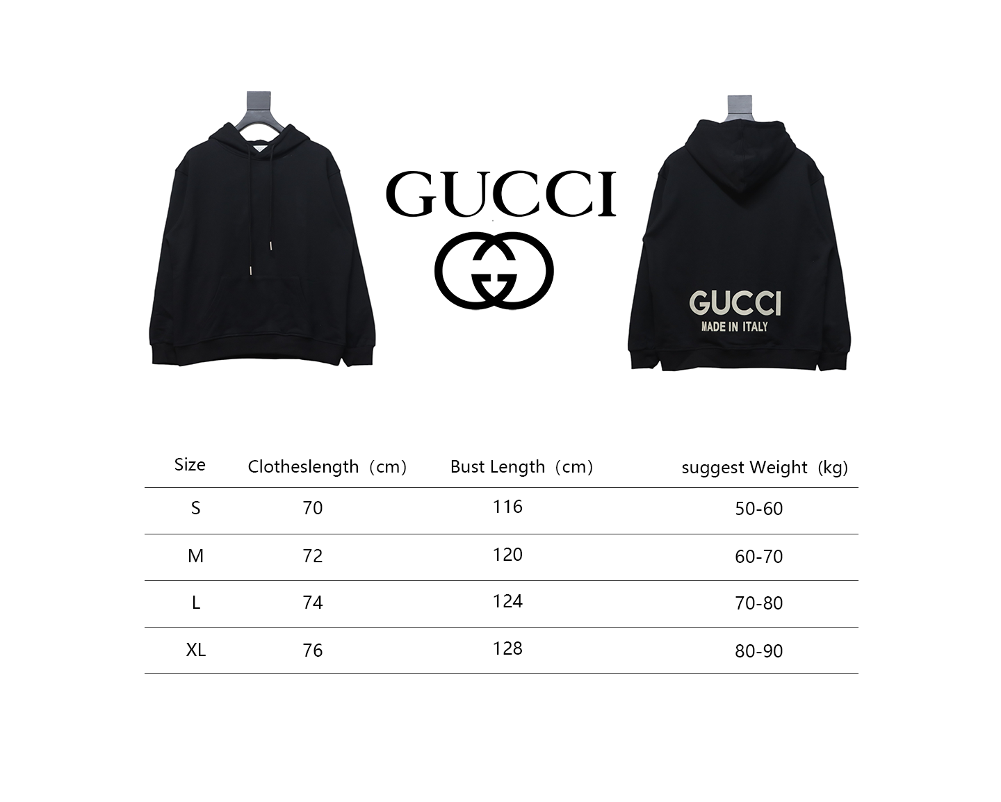 Gucci 24SS Hooded Sweatshirt With Lettering On The Back Black