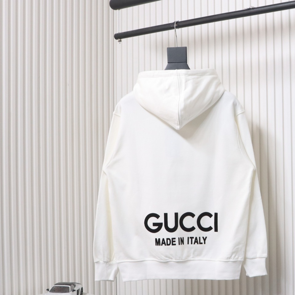 Gucci 24SS Hooded Sweatshirt With Lettering On The Back White