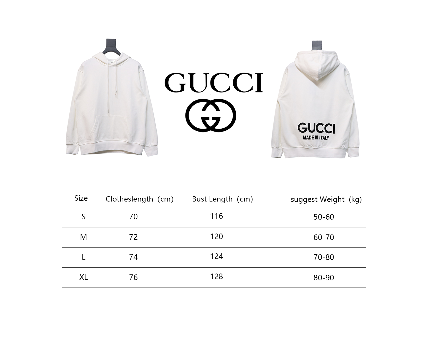 Gucci 24SS Hooded Sweatshirt With Lettering On The Back White
