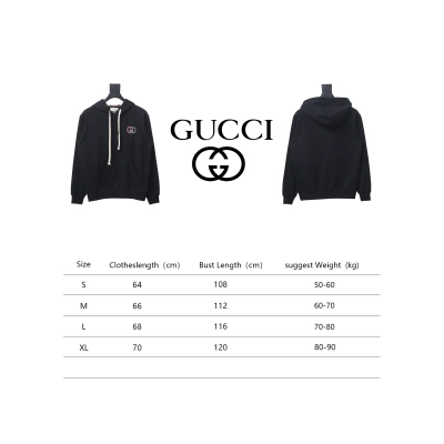 Gucci Black Hooded Sweatshirt With Double G Embroidery On Chest 02