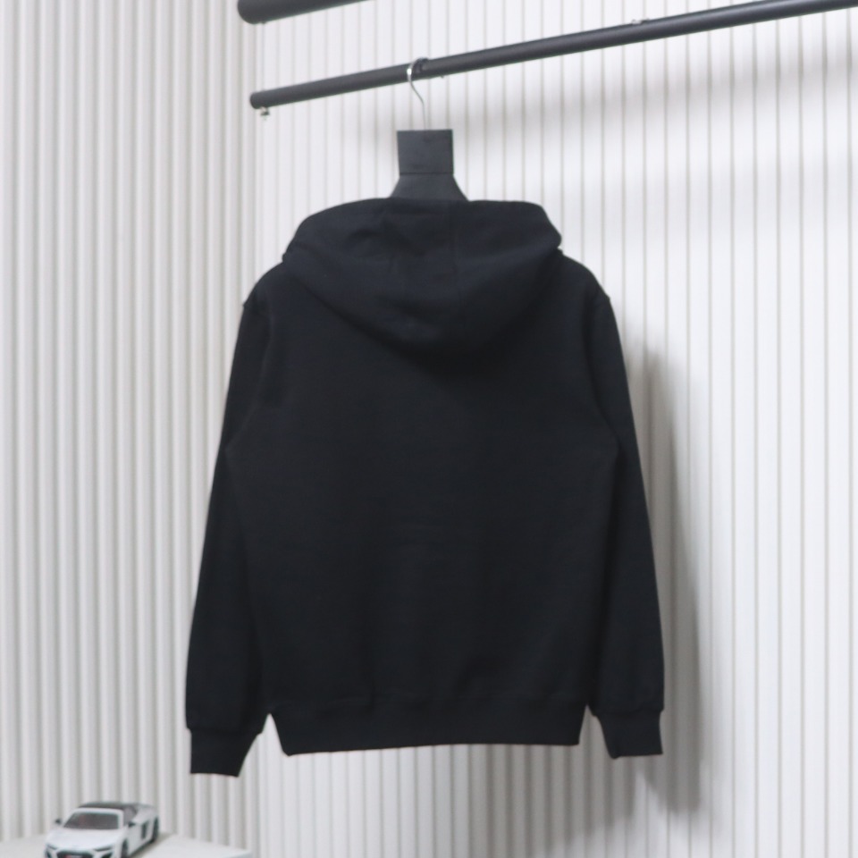 Gucci Black Hooded Sweatshirt With Double G Embroidery On Chest