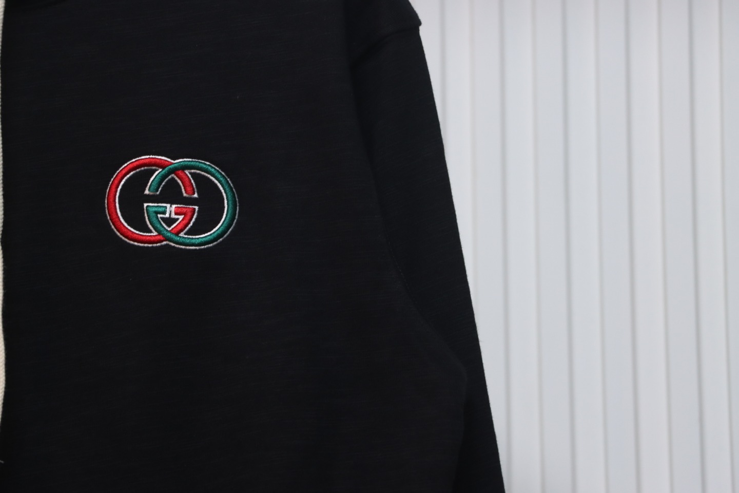 Gucci Black Hooded Sweatshirt With Double G Embroidery On Chest