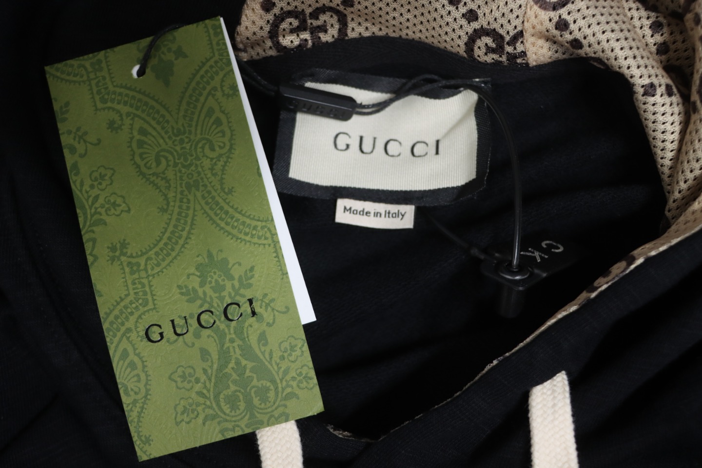 Gucci Black Hooded Sweatshirt With Double G Embroidery On Chest