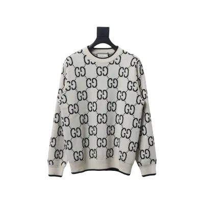 Gucci Classic Double G Jacquard Sweater Beige 01