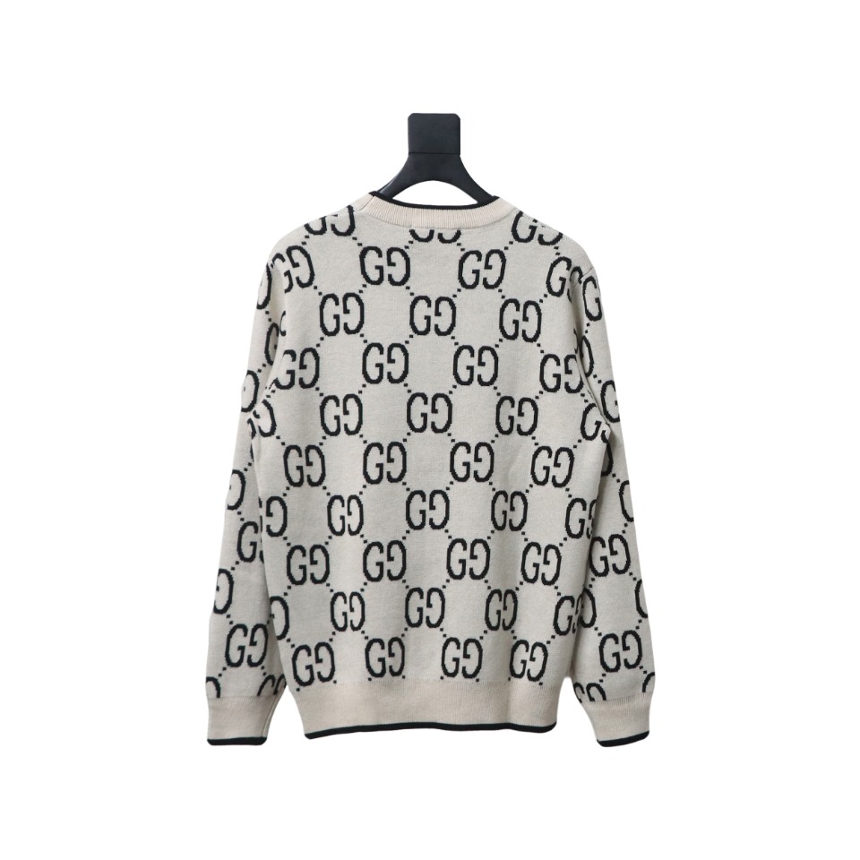 Gucci Classic Double G Jacquard Sweater Beige