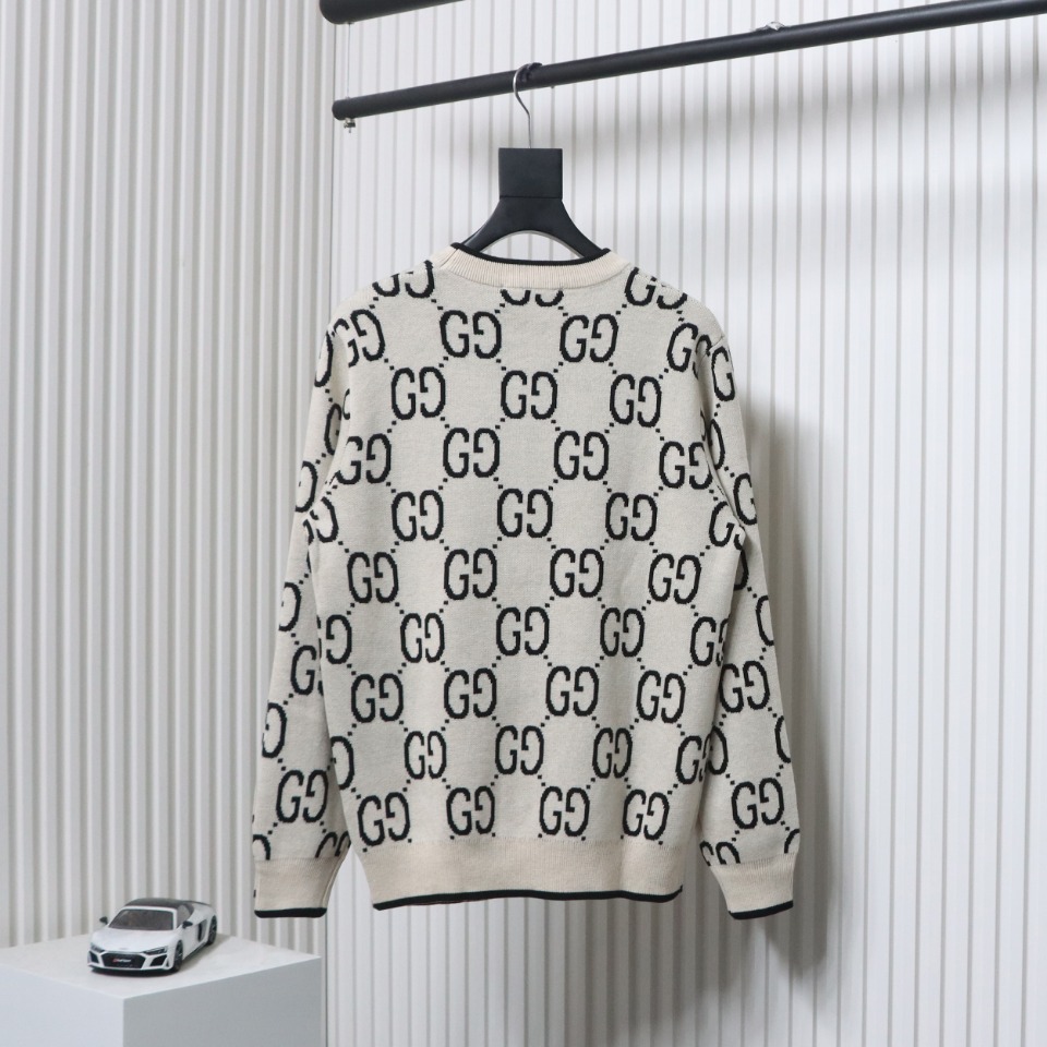 Gucci Classic Double G Jacquard Sweater Beige