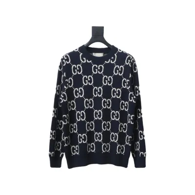 Gucci Classic Double G Jacquard Sweater Black 01