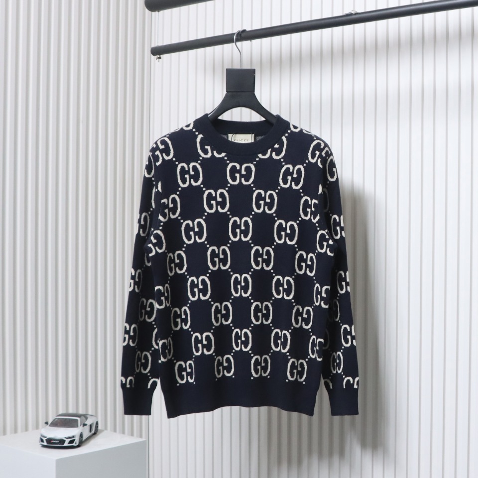 Gucci Classic Double G Jacquard Sweater Black