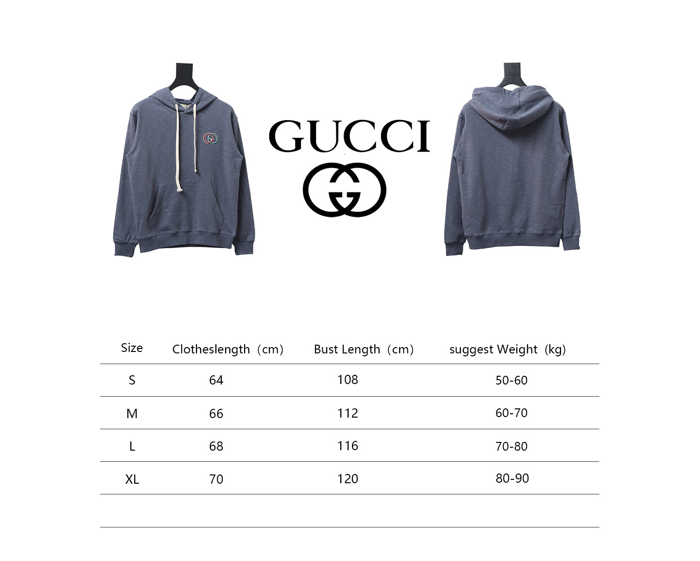 Gucci Grey Hooded Sweatshirt With Double G Embroidery On Chest