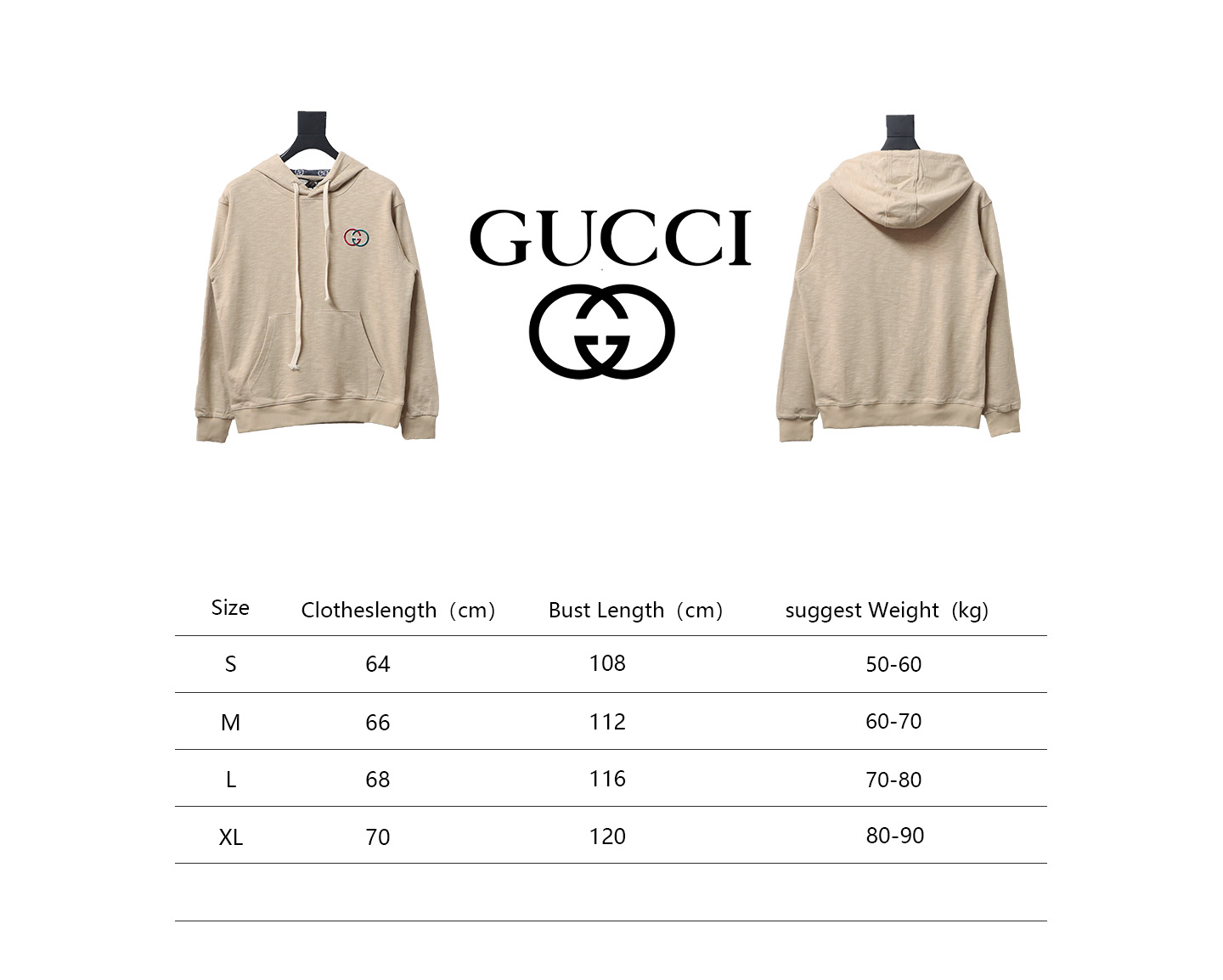 Gucci Khaki Hooded Sweatshirt With Double G Embroidery On Chest