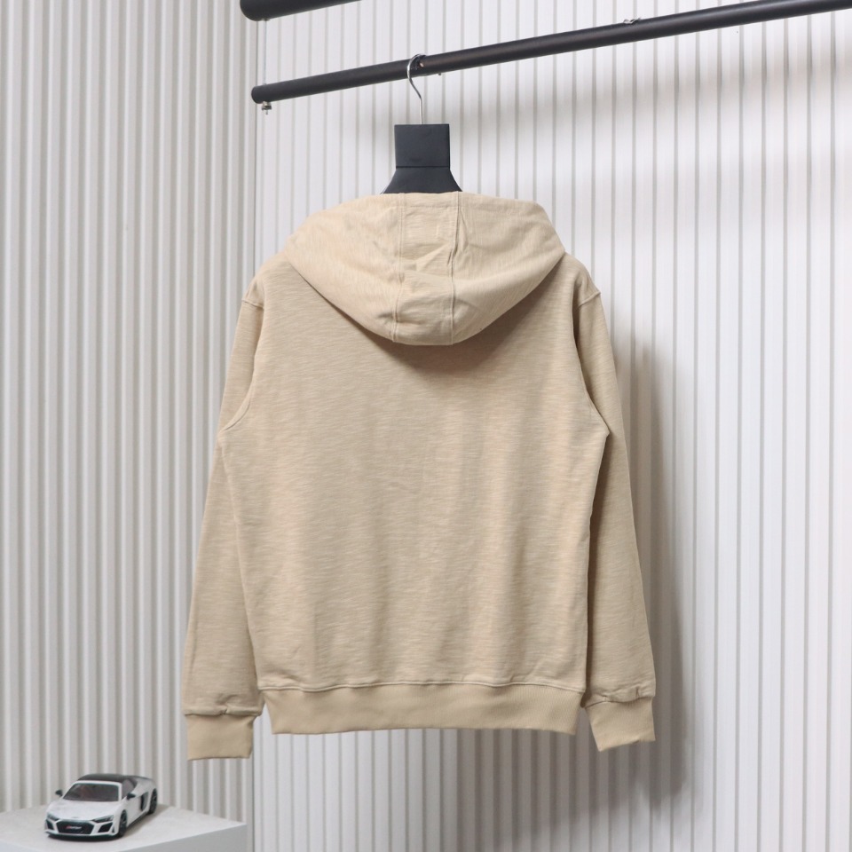 Gucci Khaki Hooded Sweatshirt With Double G Embroidery On Chest