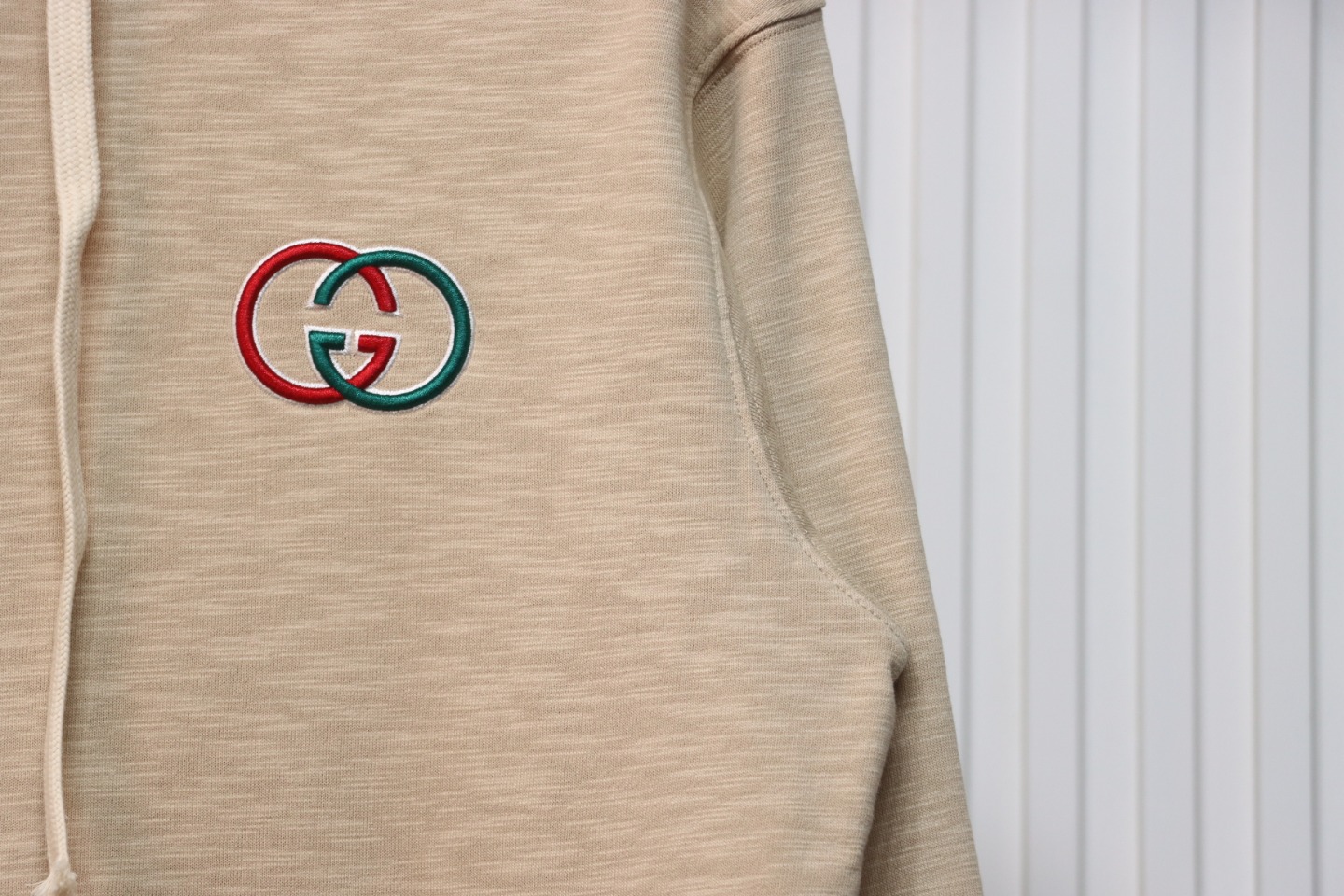 Gucci Khaki Hooded Sweatshirt With Double G Embroidery On Chest
