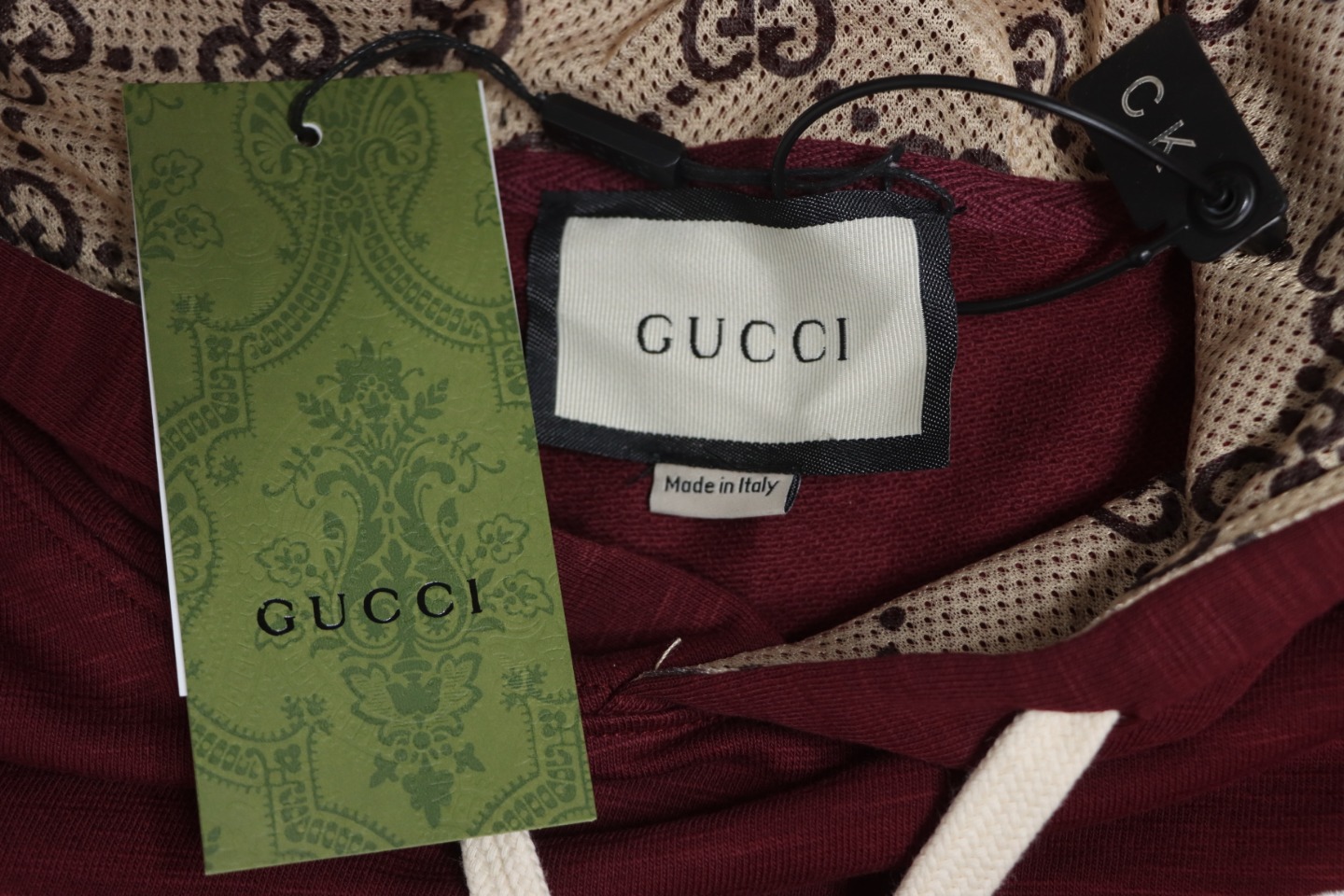 Gucci Red Hooded Sweatshirt With Double G Embroidery On Chest