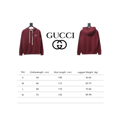 Gucci Red Hooded Sweatshirt With Double G Embroidery On Chest 02