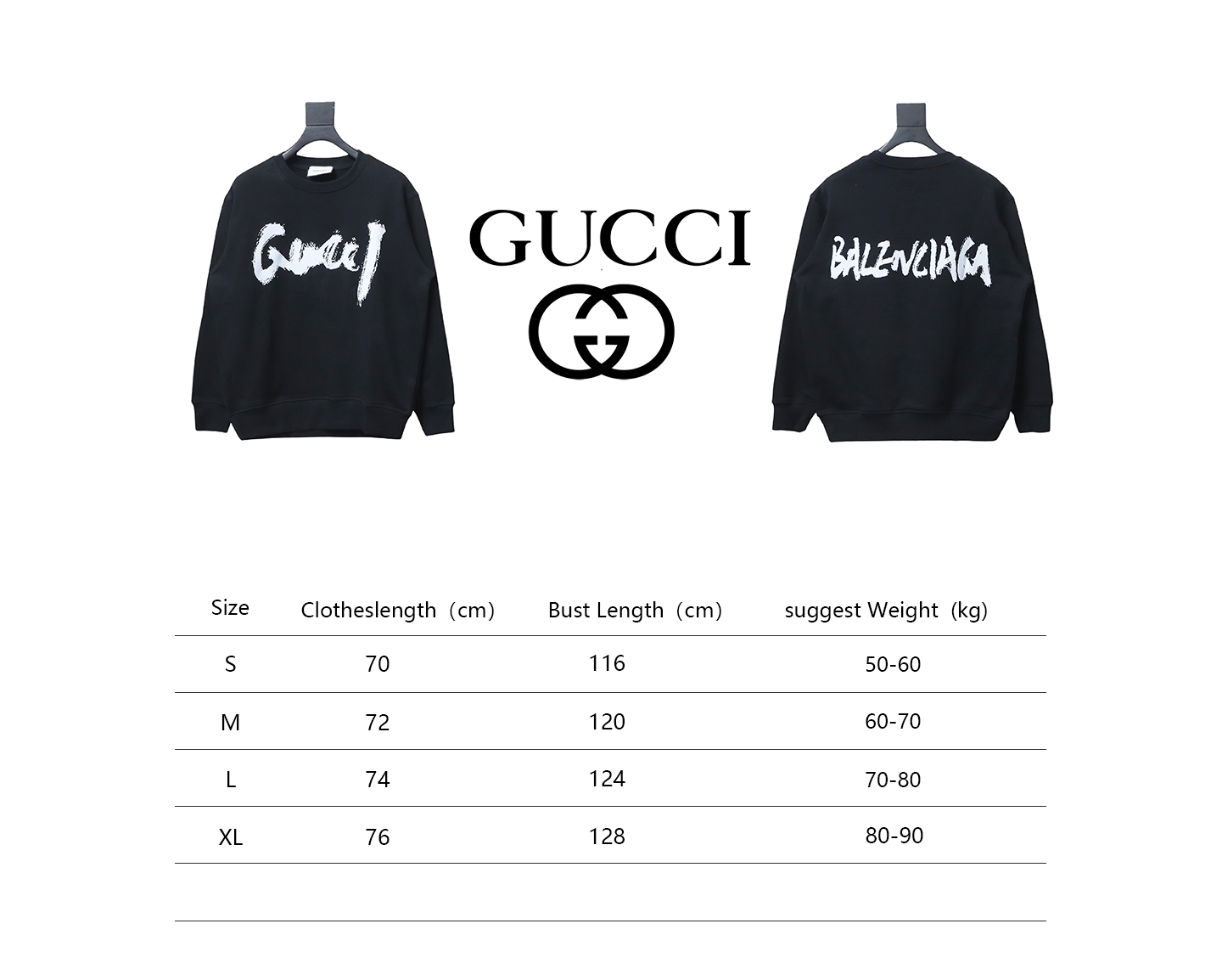 Gucci x Balenciaga 24SS Graffiti Lettering Print Crew Neck Sweatshirt