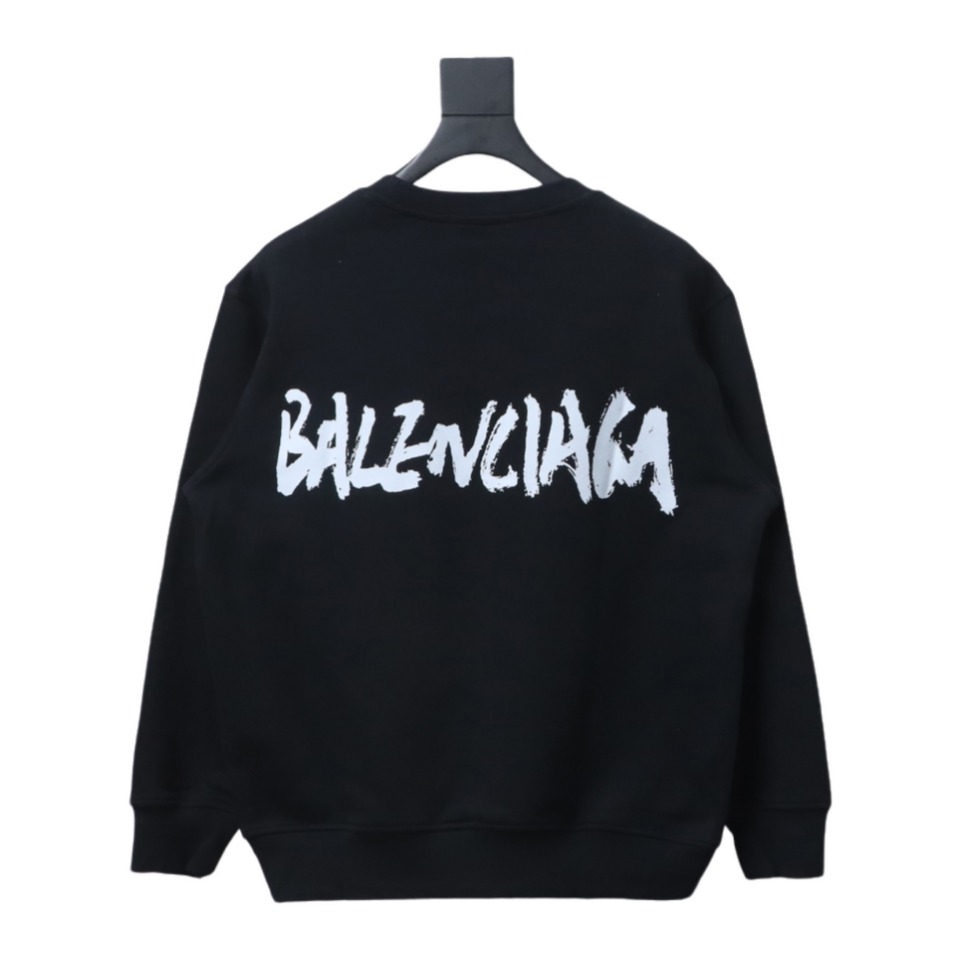 Gucci x Balenciaga 24SS Graffiti Lettering Print Crew Neck Sweatshirt