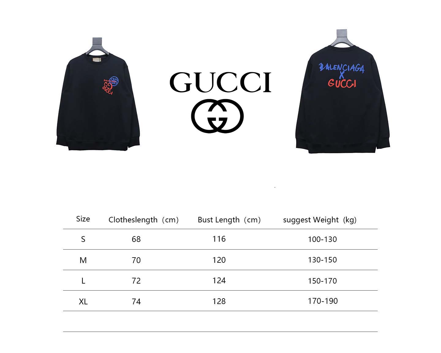 Gucci x Balenciaga Graffiti Print Crewneck Sweatshirt Black