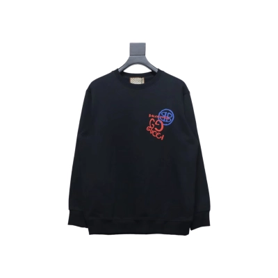 Gucci x Balenciaga Graffiti Print Crewneck Sweatshirt Black 01