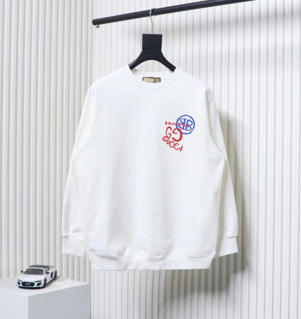 Gucci x Balenciaga Graffiti Print Crewneck Sweatshirt White