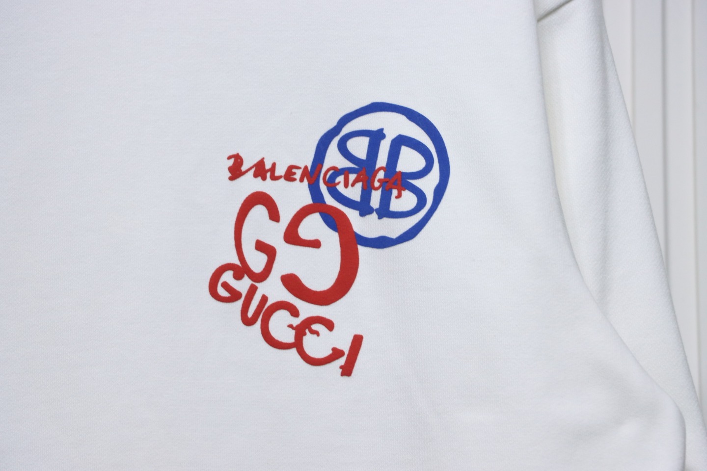 Gucci x Balenciaga Graffiti Print Crewneck Sweatshirt White