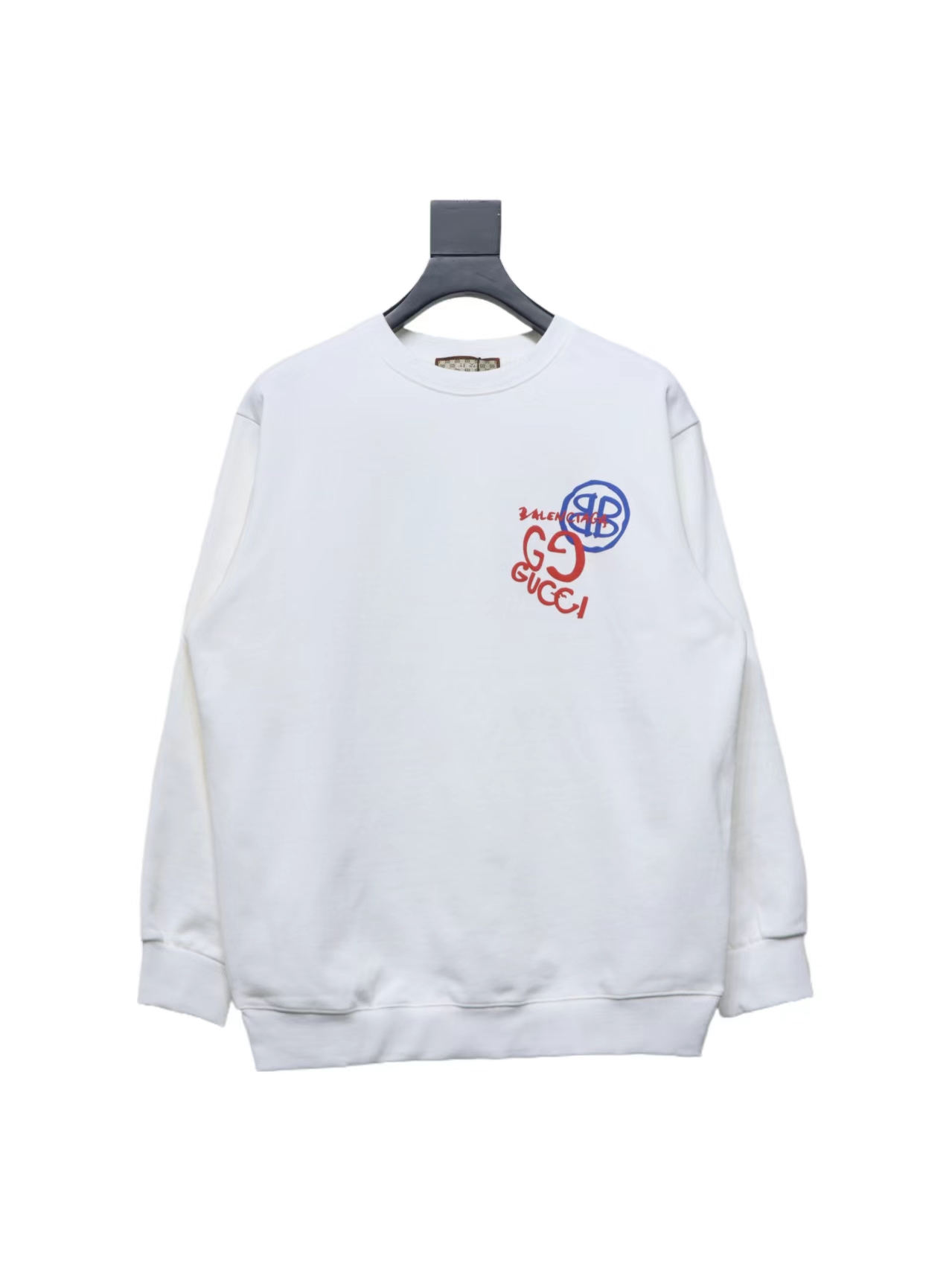 Gucci x Balenciaga Graffiti Print Crewneck Sweatshirt White