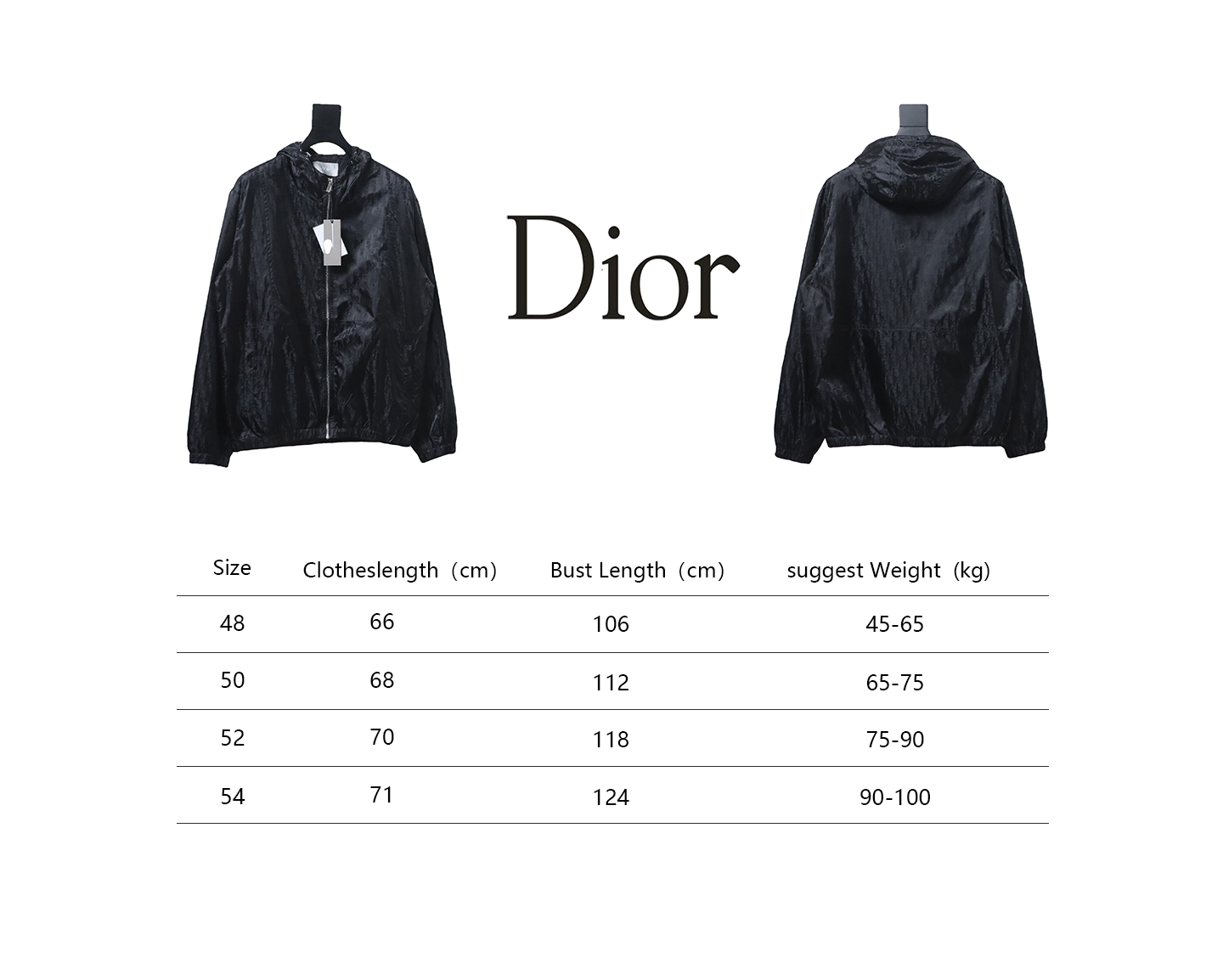 Dior 23 New Silk Full Print Dark Pattern Jacquard Zipper Hooded Jacket Black