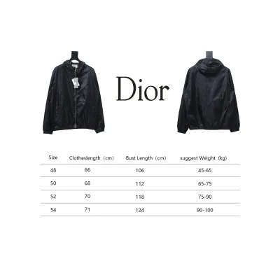 Dior 23 New Silk Full Print Dark Pattern Jacquard Zipper Hooded Jacket Black 02