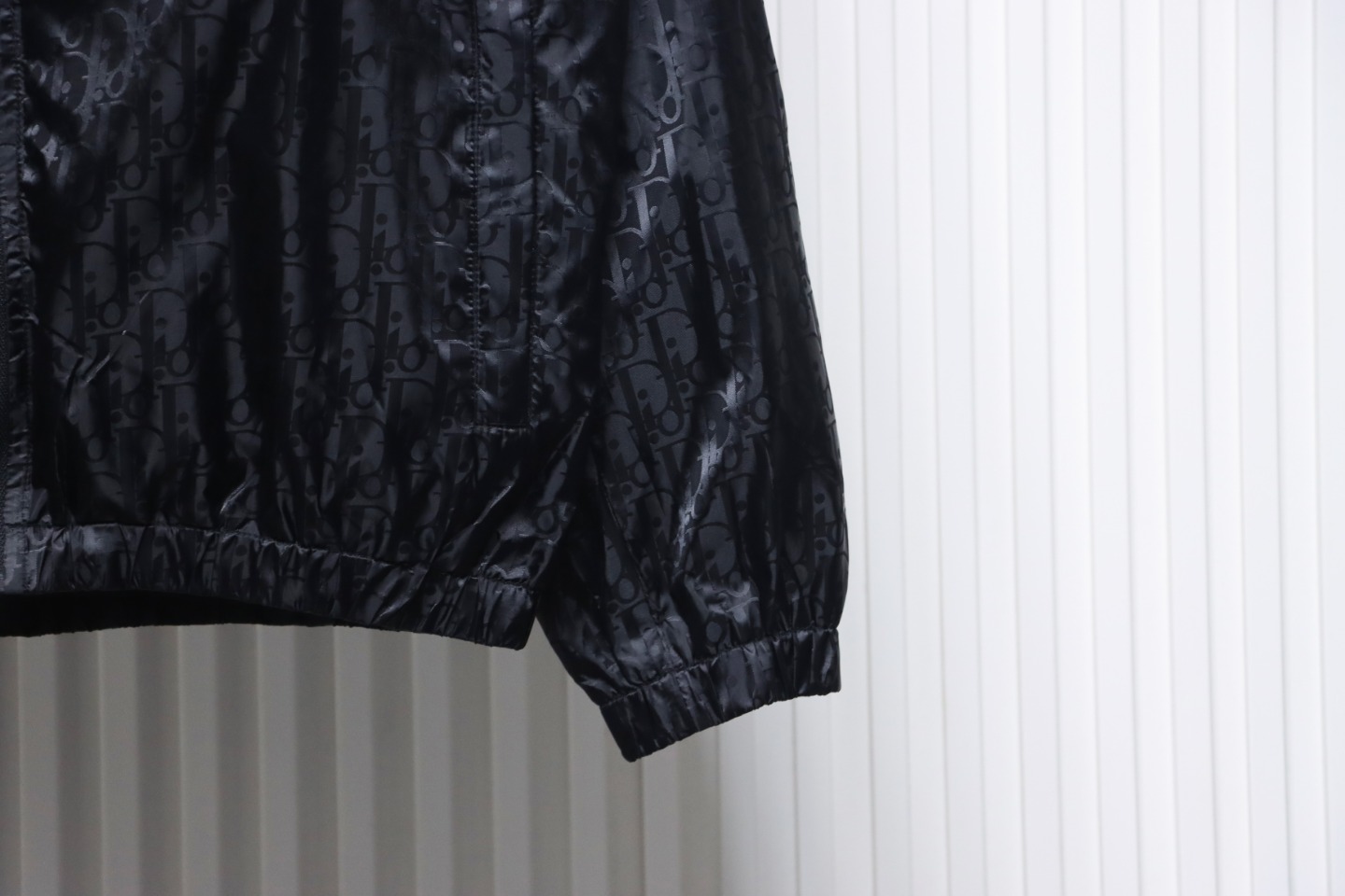 Dior 23 New Silk Full Print Dark Pattern Jacquard Zipper Hooded Jacket Black