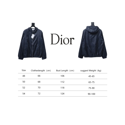 Dior 23 New Silk Full Print Dark Pattern Jacquard Zipper Hooded Jacket Dark Blue 02