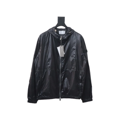 Dior 24 Sleeve Badge Jacquard Silk Hooded Jacket Black 01