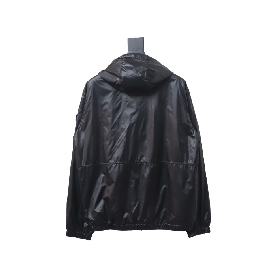 Dior 24 Sleeve Badge Jacquard Silk Hooded Jacket Black